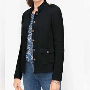 Talbots Women's Military Utility Navy Brass Button Blazer Cotton/Nylon Size 4